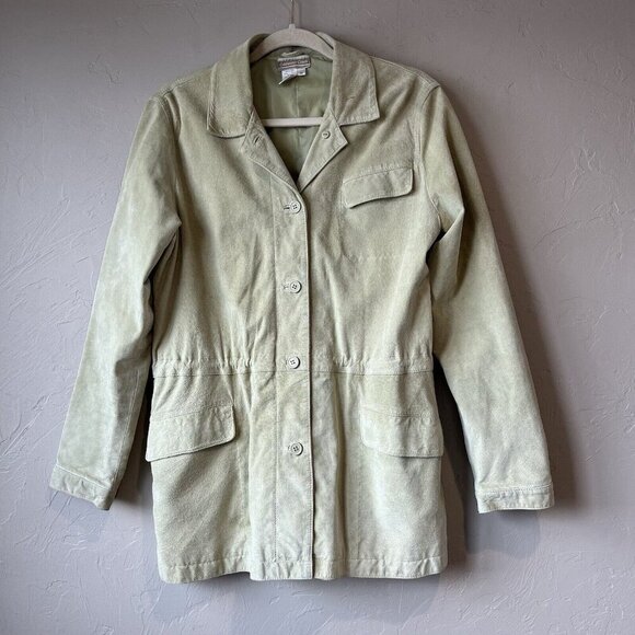 Vintage Leather Jacket Green Light M Suede Boho Hipster 90s Y2K retro western - Picture 1 of 14